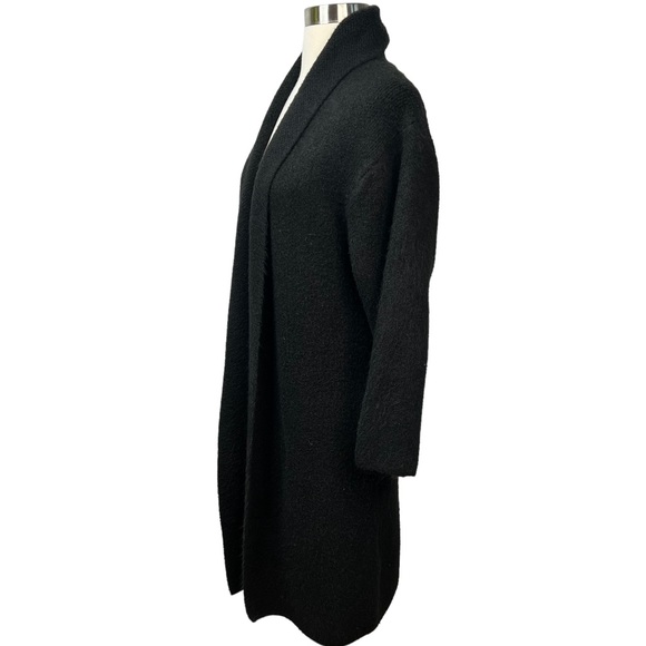 Look by M Black Long Wool-Blend Open Front Cardigan Sweater One Size - Picture 5 of 10